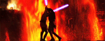 Obi-Wan fights Anakin on a lava planet