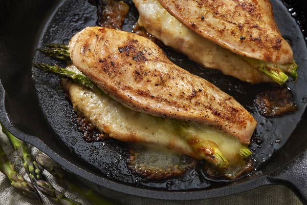Chicken breasts stuffed with asparagus and cheese