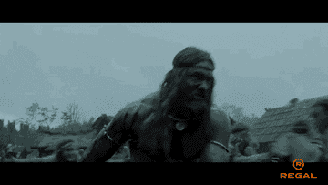 Alexander Skarsgard as Amleth berserking through a village