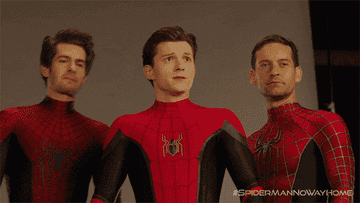 Andrew Garfield, Tom Holland, and Tobey Maguire as Spider-Mans