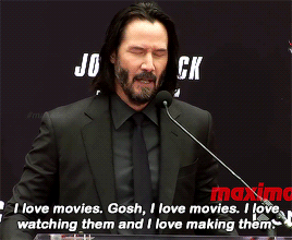 Keanu Reeves saying he loves movies, enthusiastically