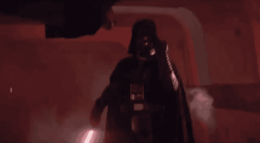 Vader chops a man on the ceiling