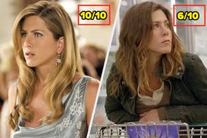 Jennifer Aniston in two different movies