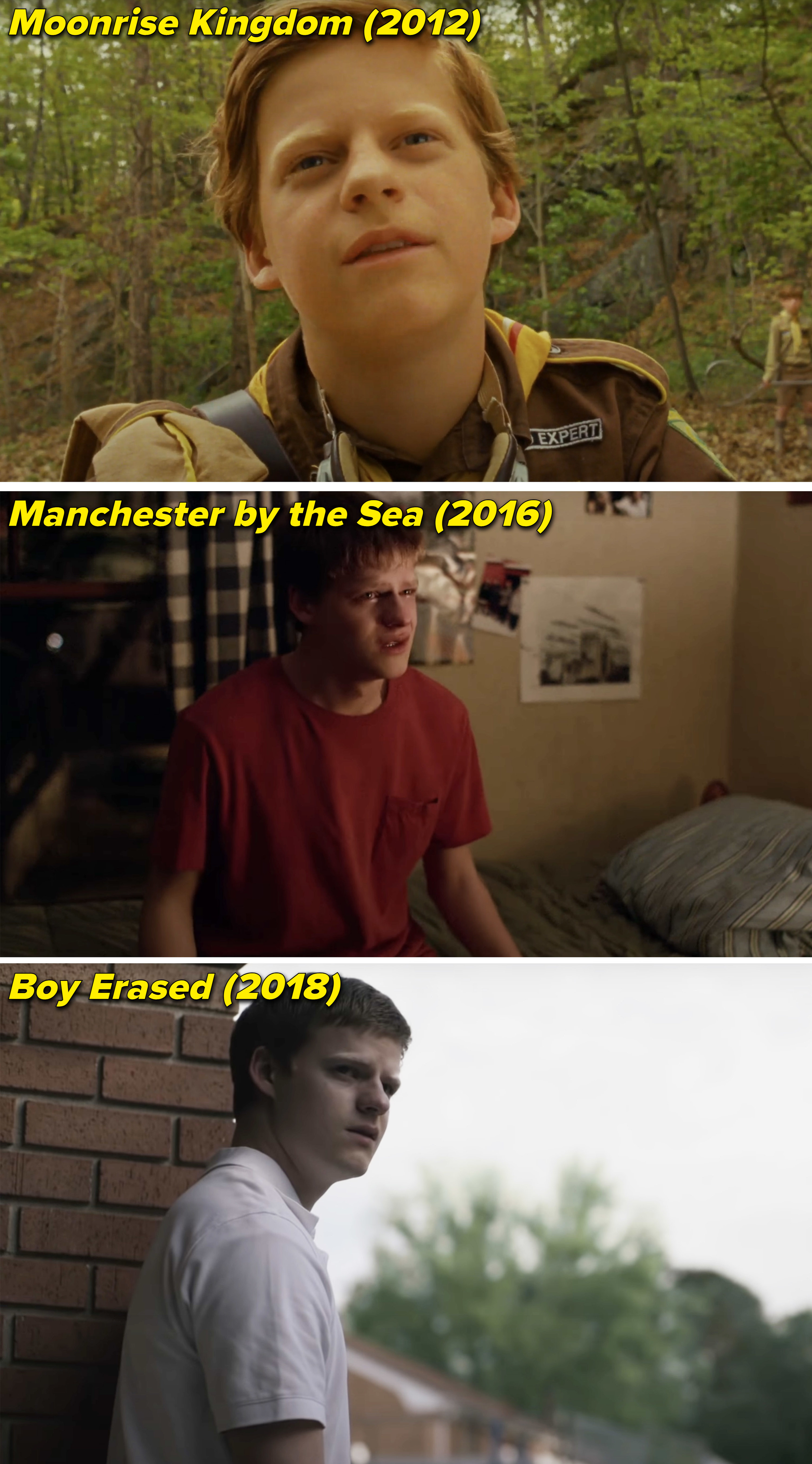 Lucas Hedges in Moonrise Kingdom, Manchester by the Sea, and Boy Erased