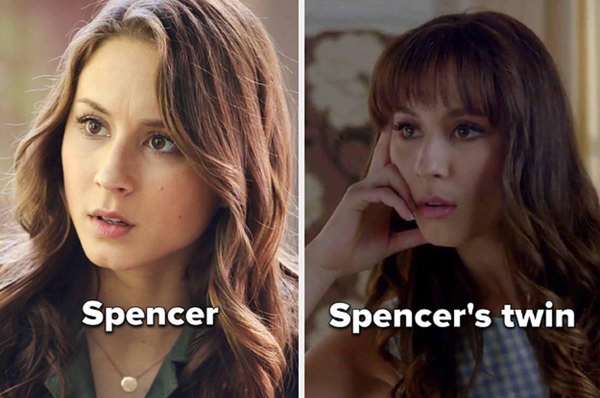 side by side of Spencer and her evil twin