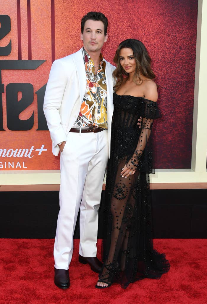 Miles Teller and Keleigh Sperry attend the premier of &quot;The Offer&quot; in April 2022