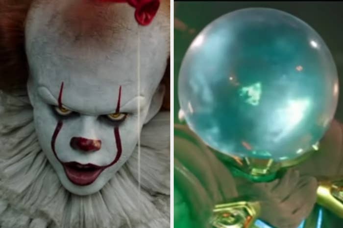 Pennywise with a balloon over Its head in &quot;It&quot;/Mysterio charging green energy blasts in &quot;Spider-Man: Far From Home&quot;