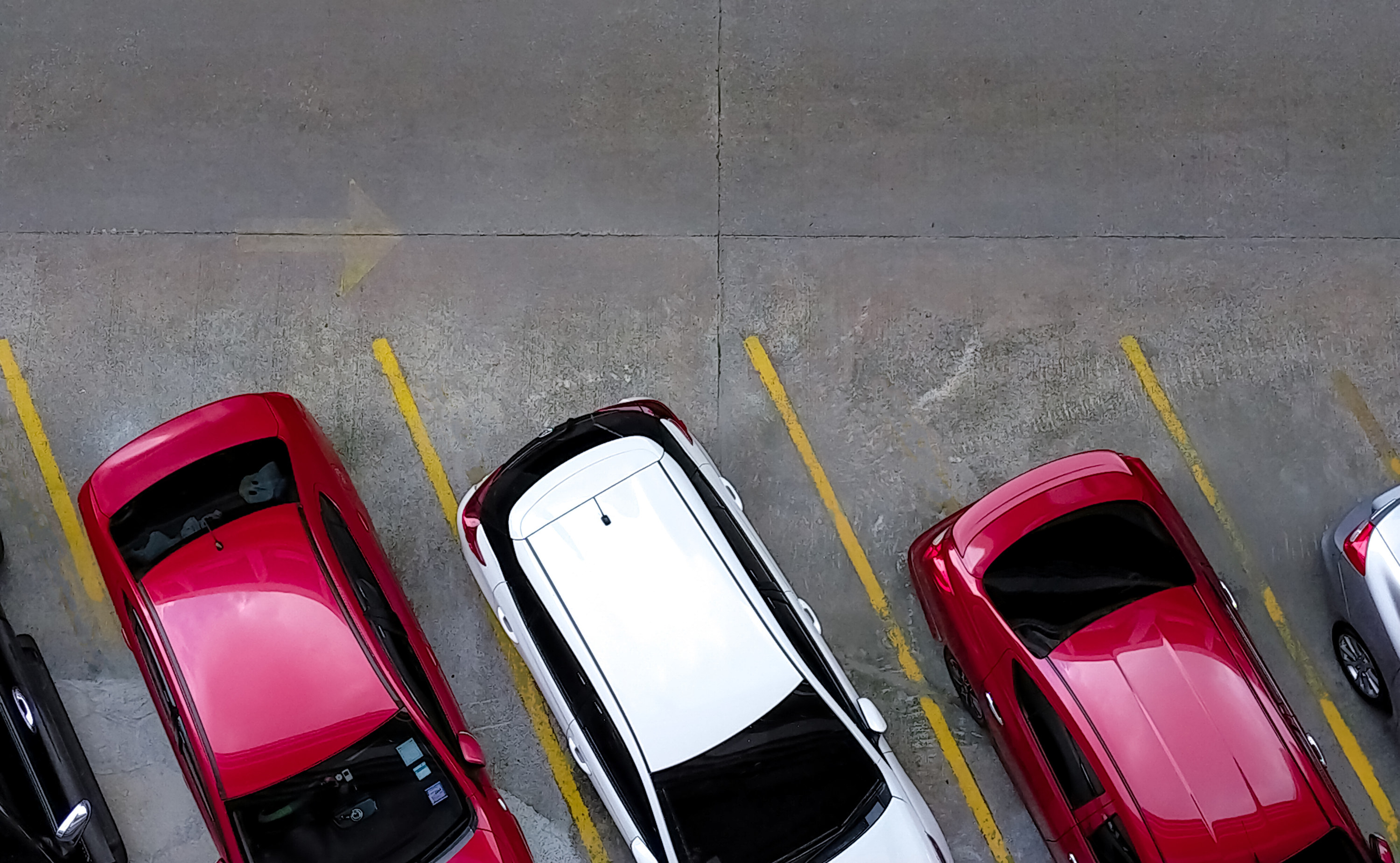 Cars in street parking spots