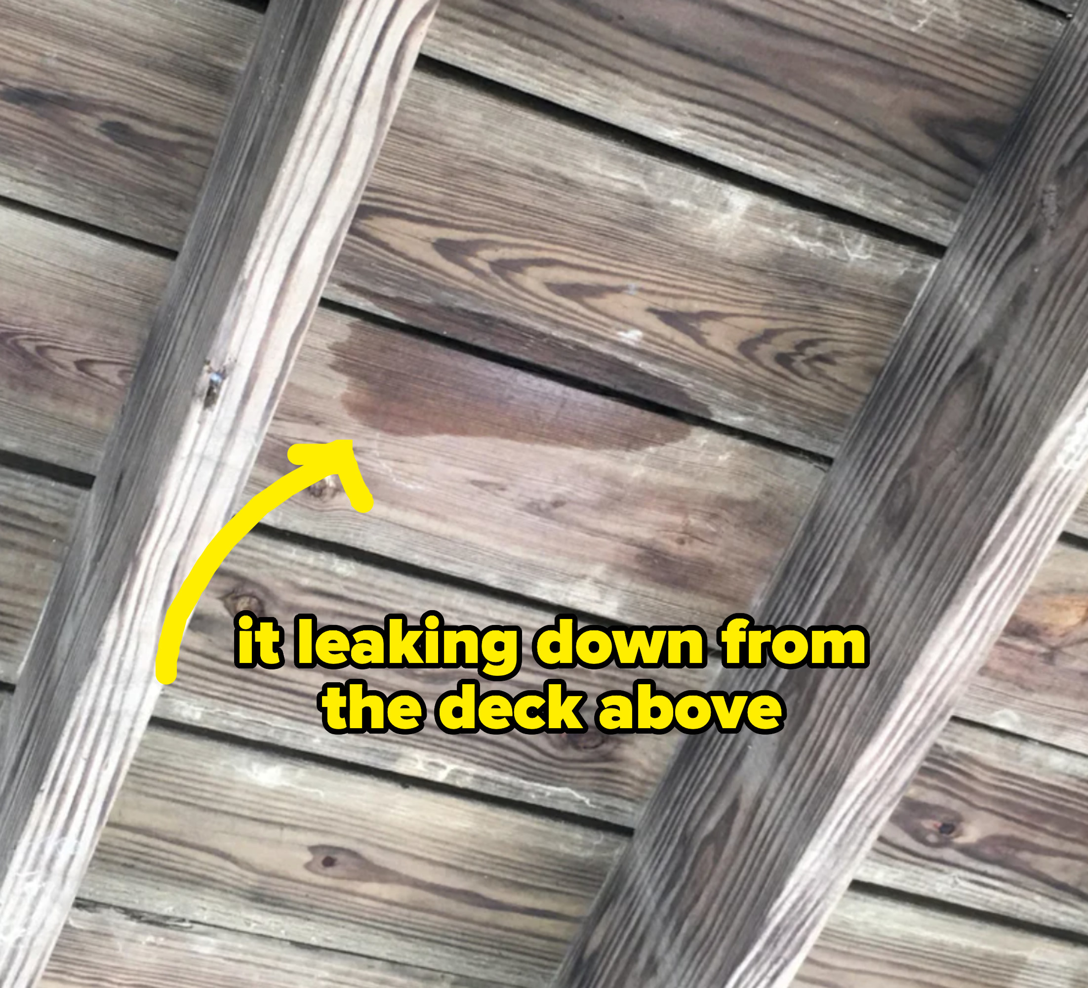 Pee leaking down from the deck above