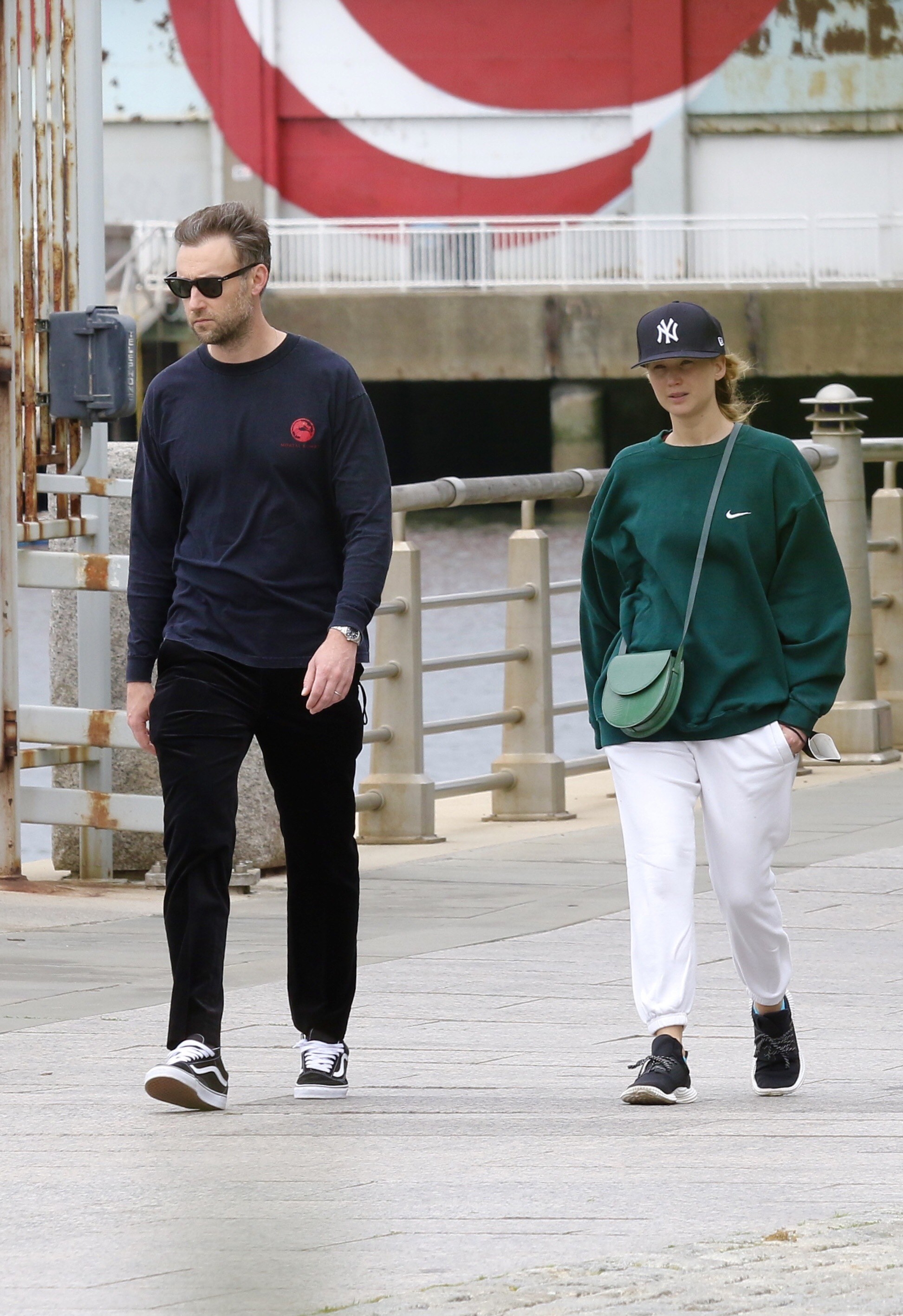 Jennifer Lawrence is seen out for a walk by the Hudson river with her husband Cooke Maroney on May 24, 2021