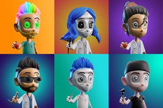 6 cartoon doctors holding different medical implements