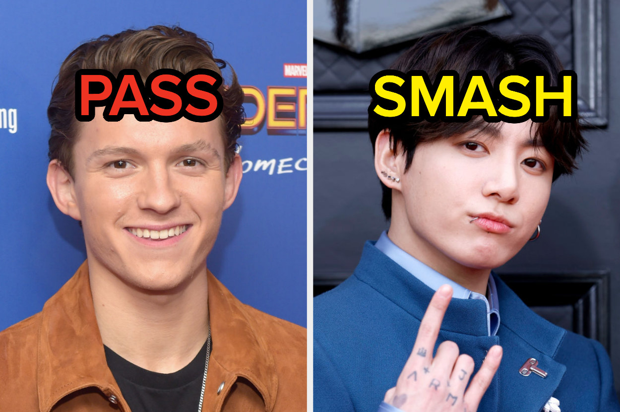 Tom Holland and the word &quot;pass&quot;; Jungkook and the word &quot;smash&quot;