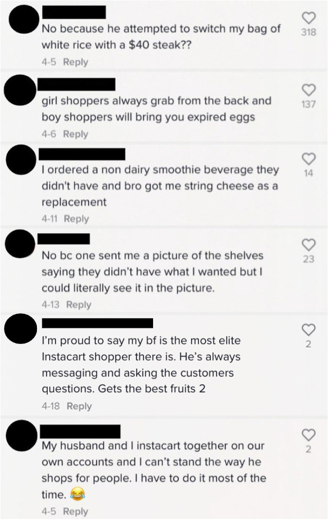 A screengrab of the comment section on a TikTok video by _iamjamila