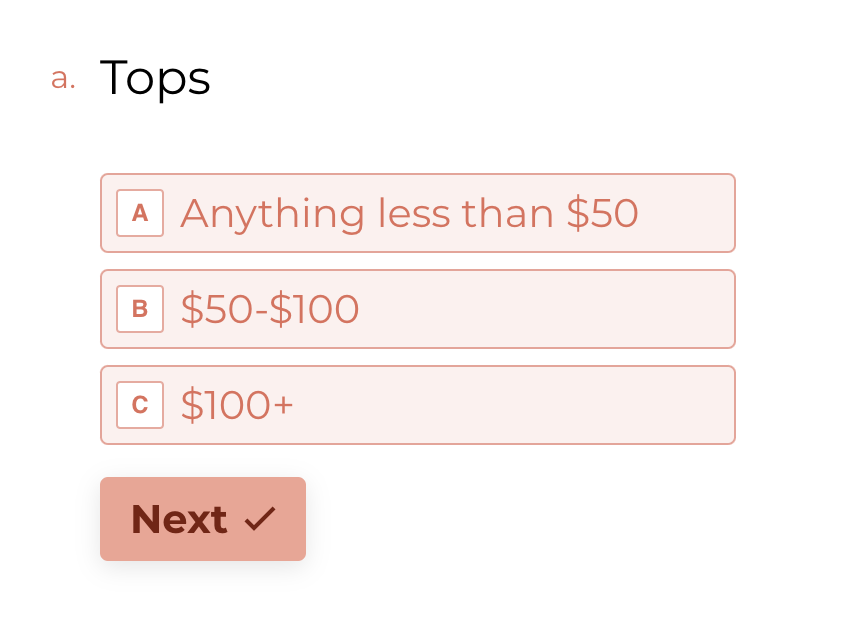 pricing options for tops