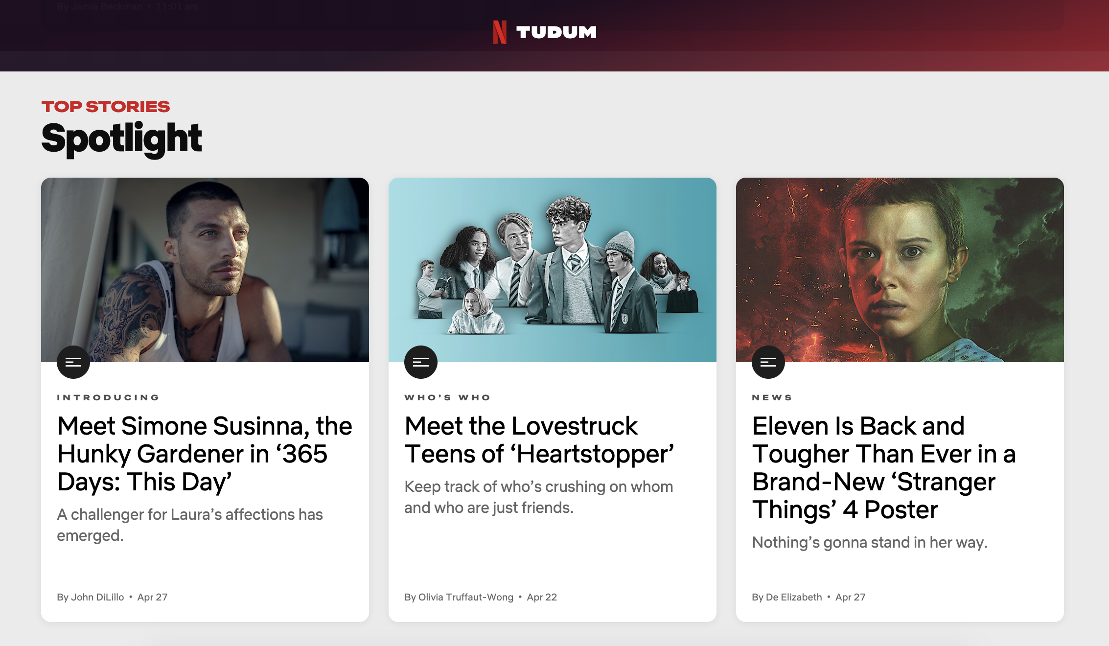 Stories on the Tudum site