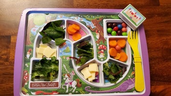 reviewer's photo of the tray with divided sections