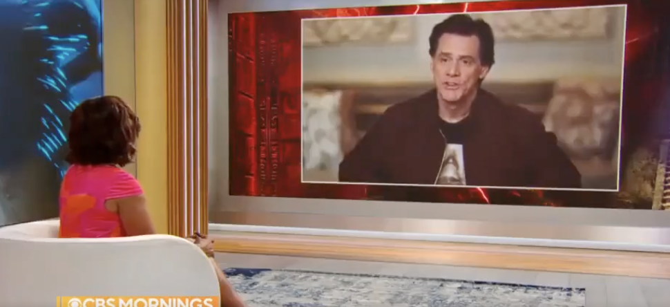 Jim Carrey speaking to Gayle King