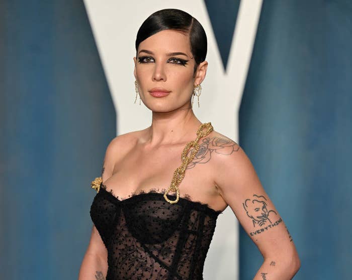 Halsey posing on the red carpet