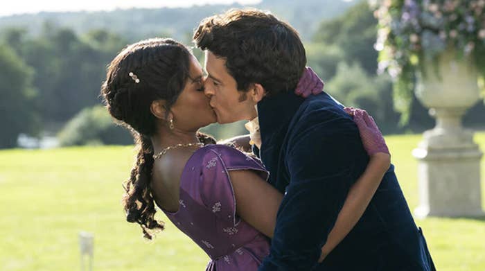 Kate and Anthony kissing in &quot;Bridgerton.&quot;