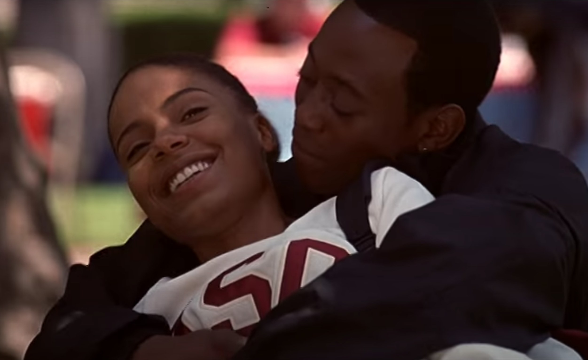 Sanaa Lathan and Omar Epps embrace in &quot;Love &amp; Basketball&quot;