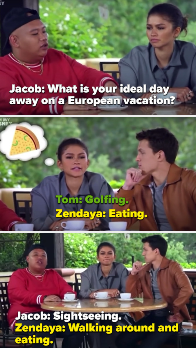 Zendaya saying &quot;eating&quot; is her favorite activity on vacation