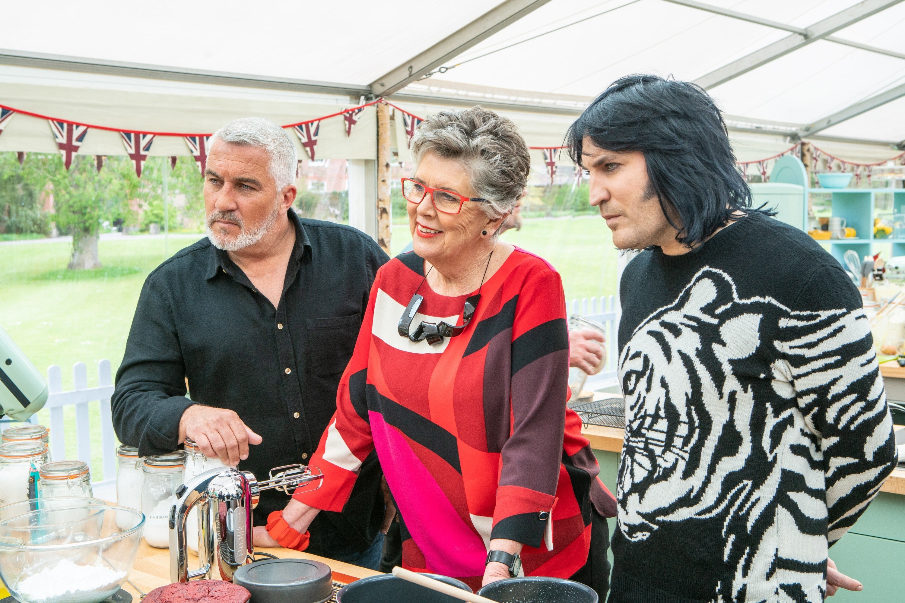 Noel Fielding and contestants on &quot;The Great British Bake Off.&quot;