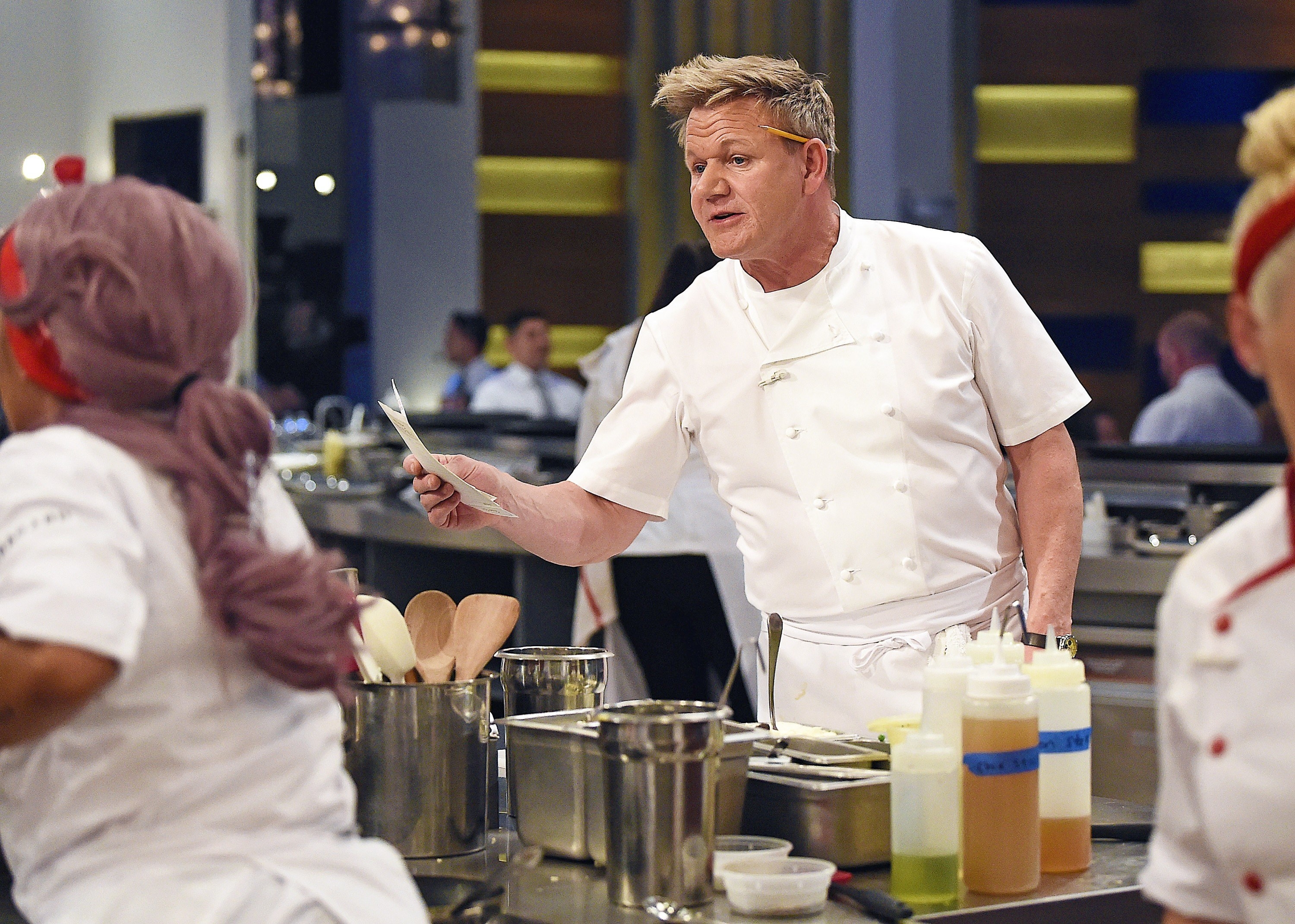 Chef Gordon Ramsay and contestants on &quot;Hell&#x27;s Kitchen.&quot;