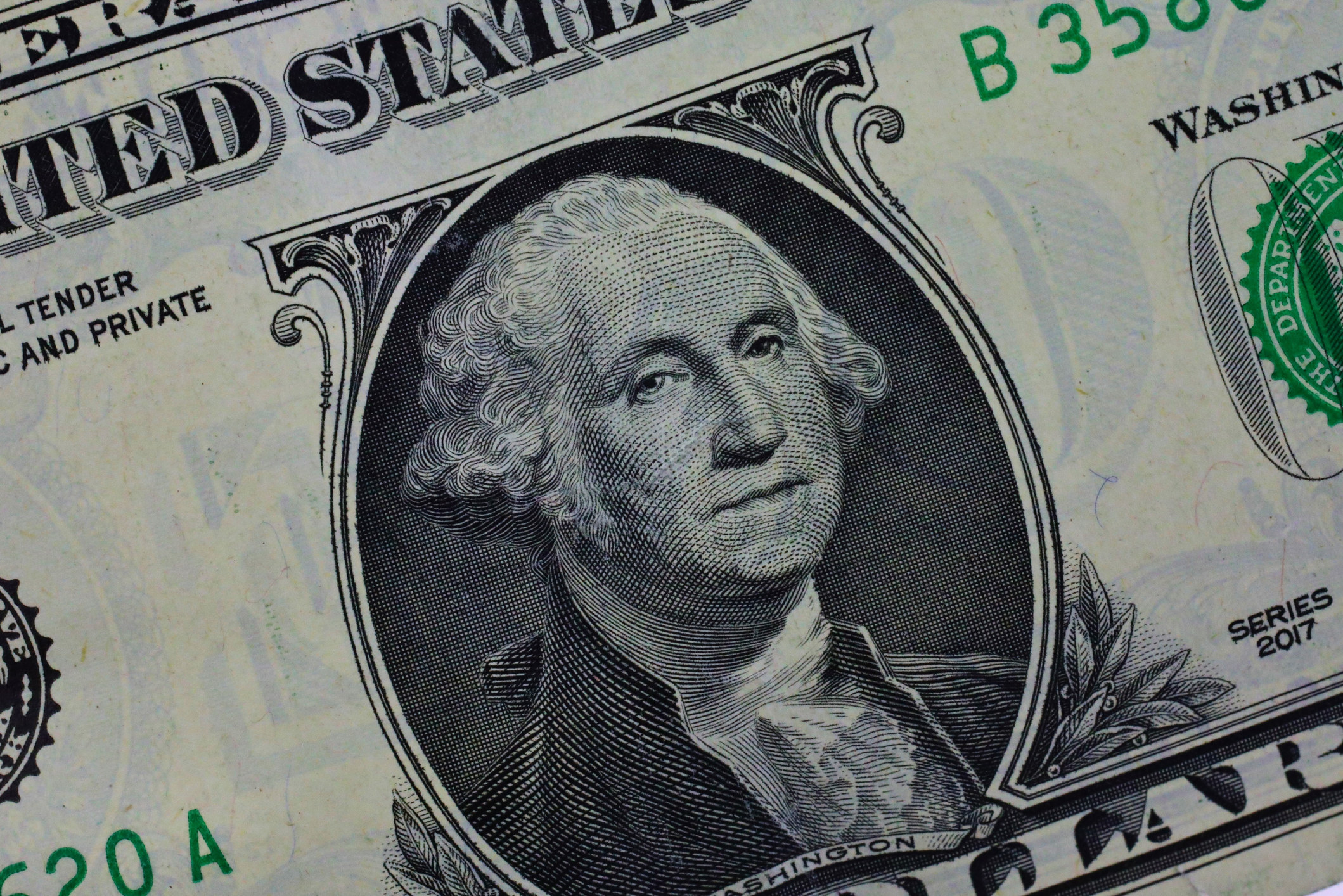 George Washington on a dollar bill