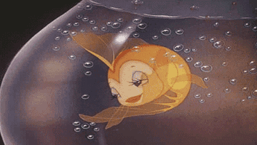 Cartoon fish batting its eyelashes flirtatiously