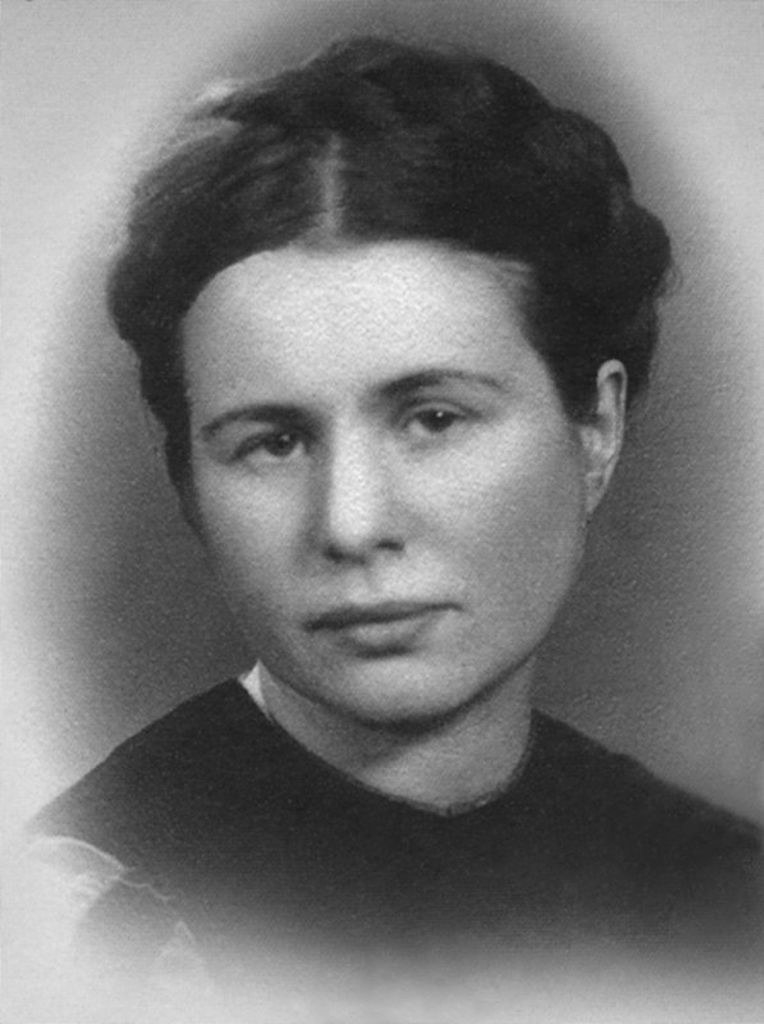 a black and white portrait of Irena