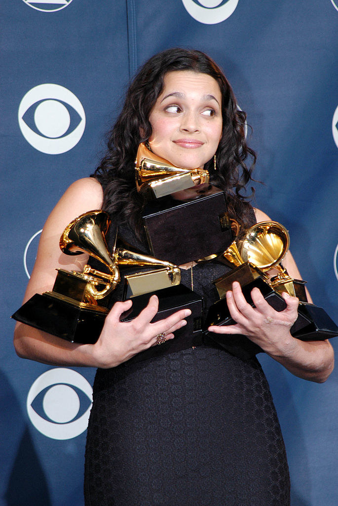Norah holding onto her awards tightly