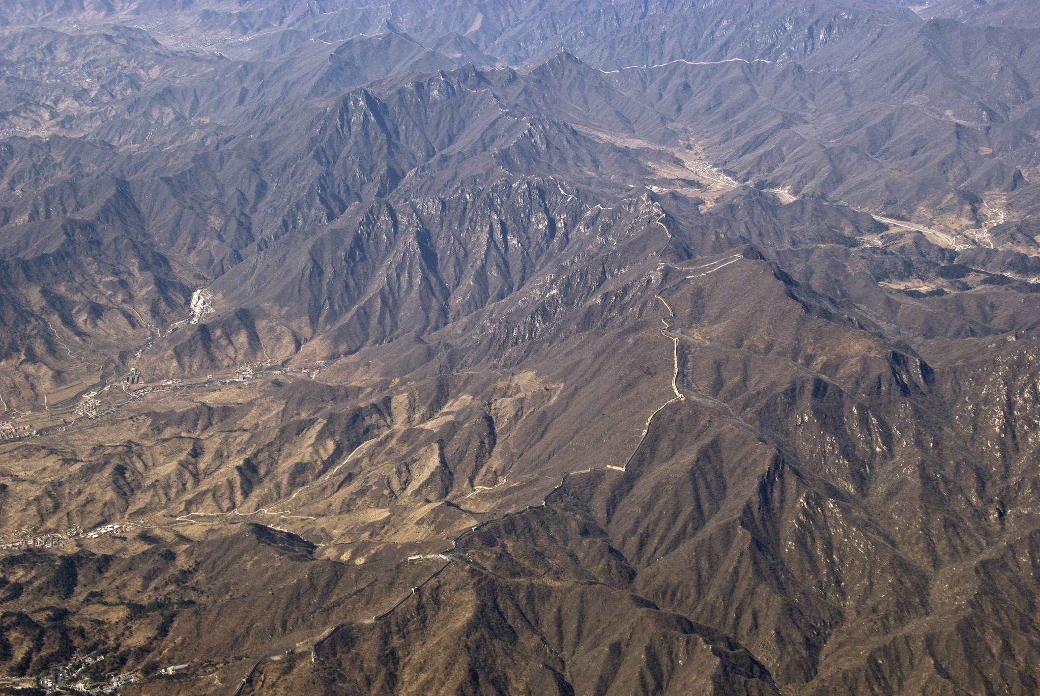 An aerial view of the Great Wall of China