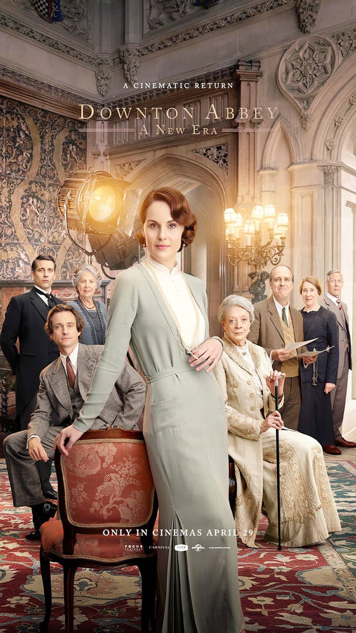 The poster for "Downton Abbey: A New Era" shows the cast in a sitting room