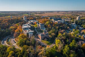 St. Olaf College campus aerial photo.