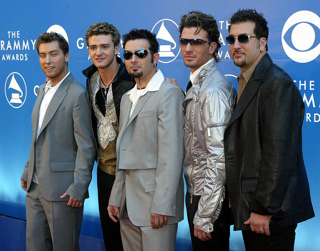 Wearing light-colored suits, shiny jacket, or leather jacket