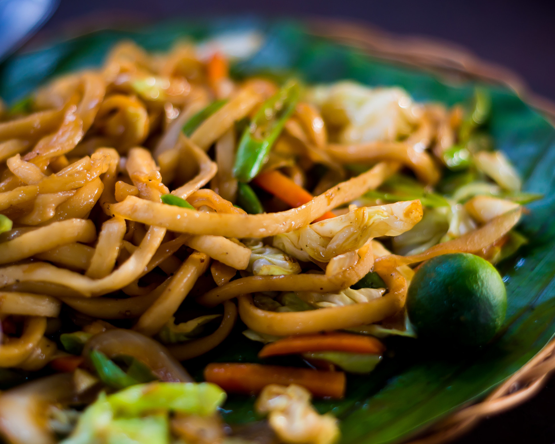 Filipino pancit, a stir-fried noodle dish