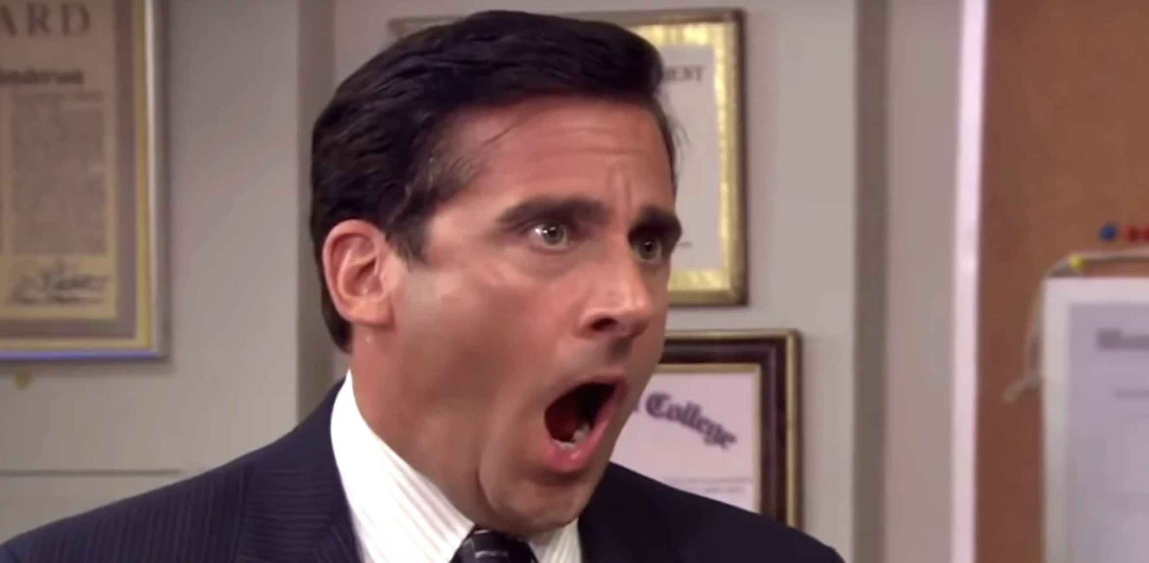Steve Carell as Michael Scott shouting "no"