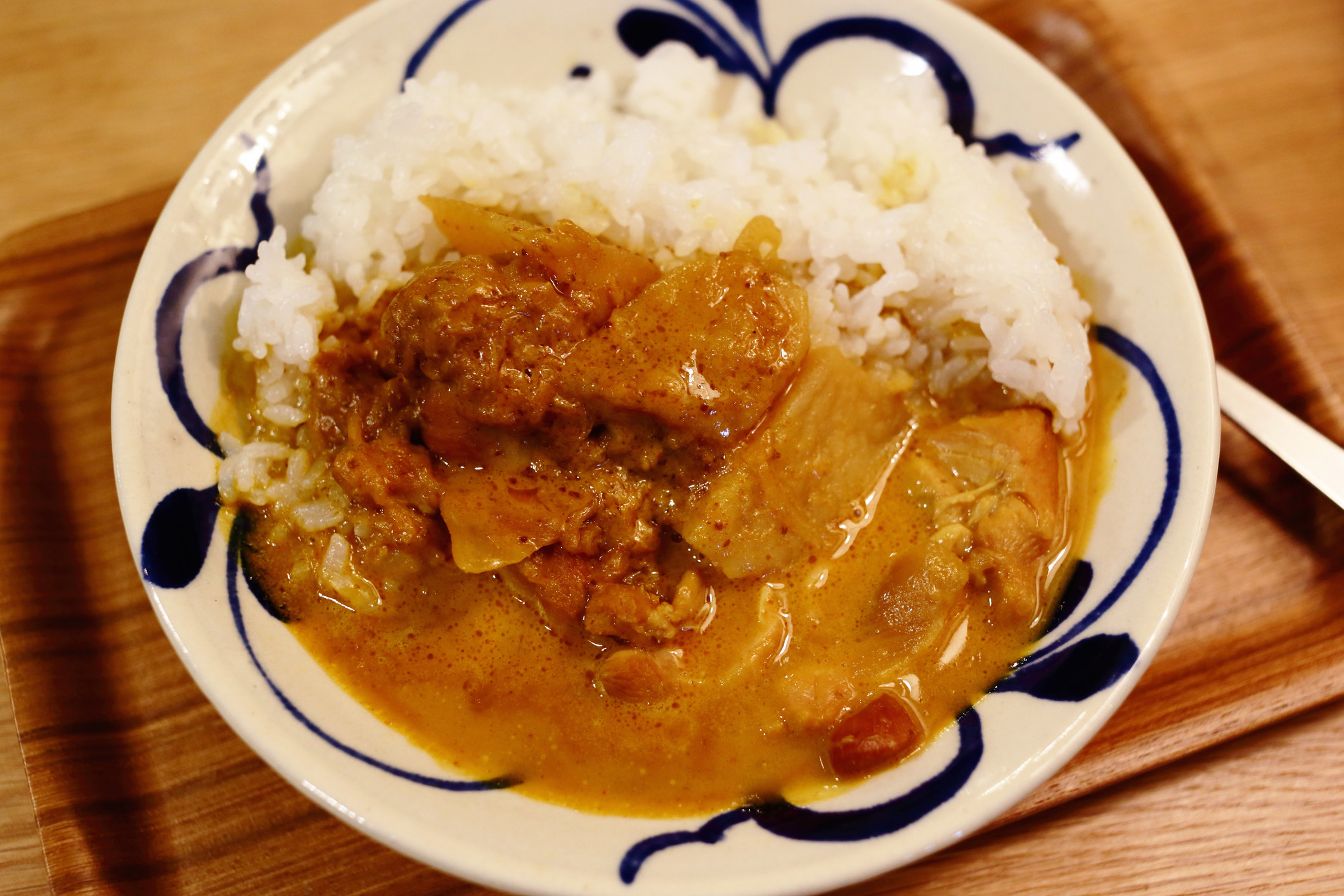 A close-up of Japanese curry and rice on a plate