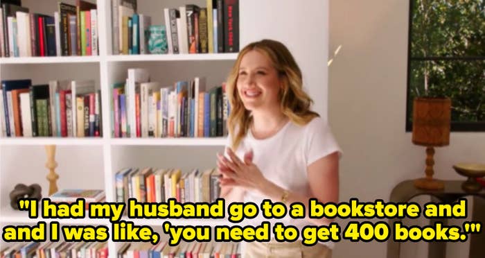 Ashley Tisdale saying she sent her husband to buy new books.