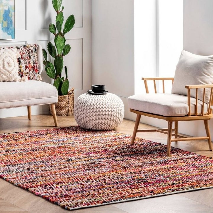 A mutilcolor chevron rug
