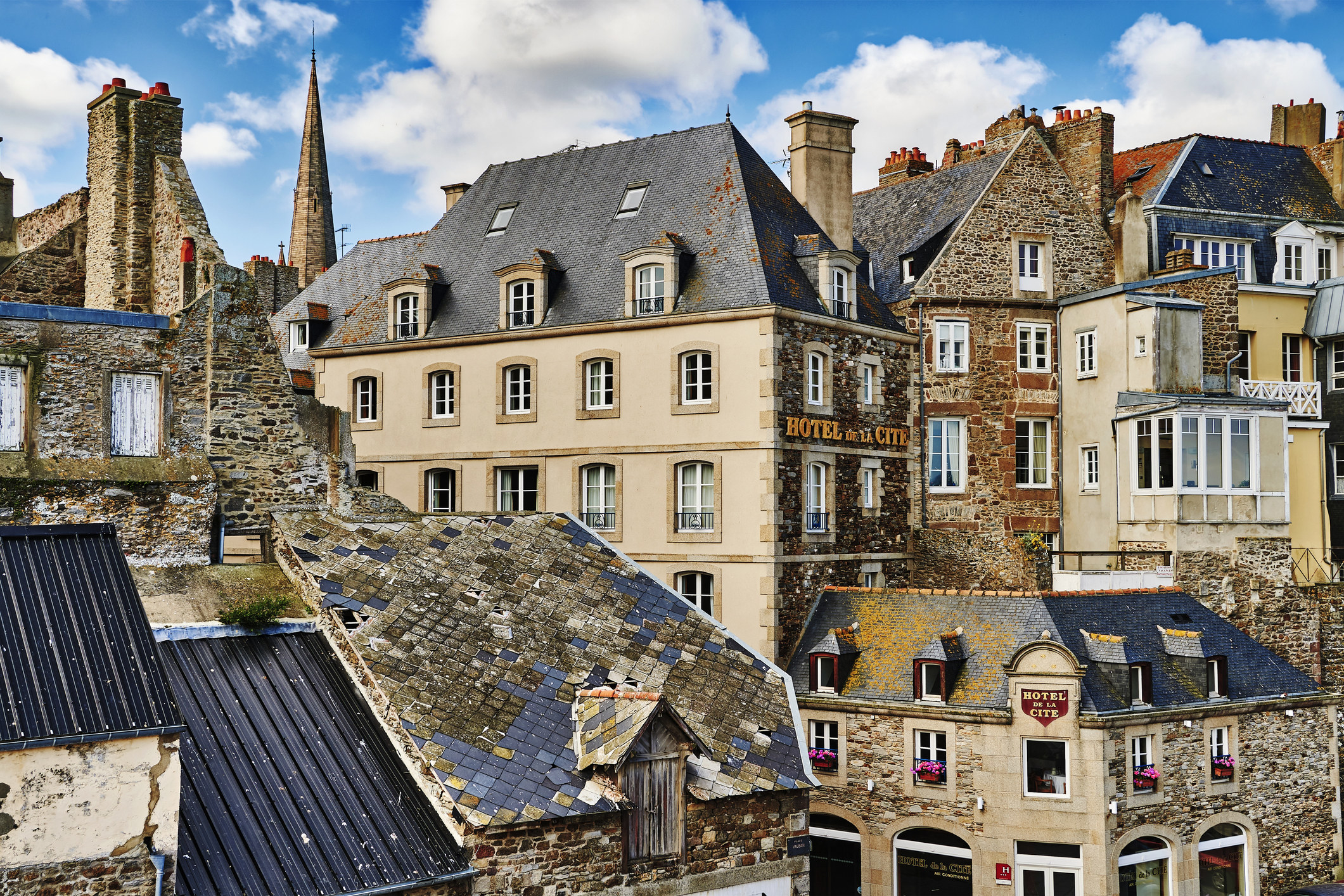 Medieval buildings in St Malo, Brittany, France