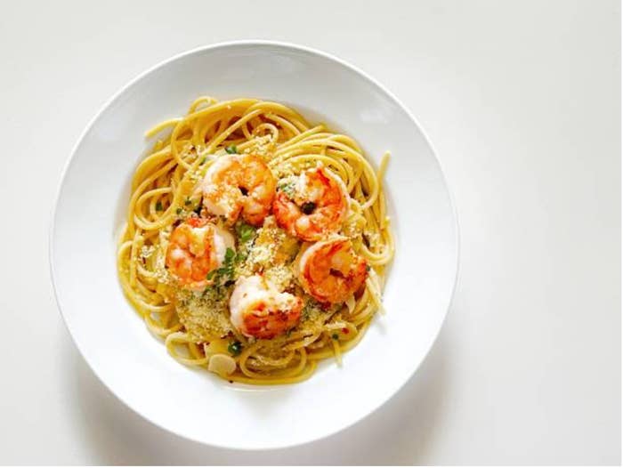 Pasta with seafood and parmesan