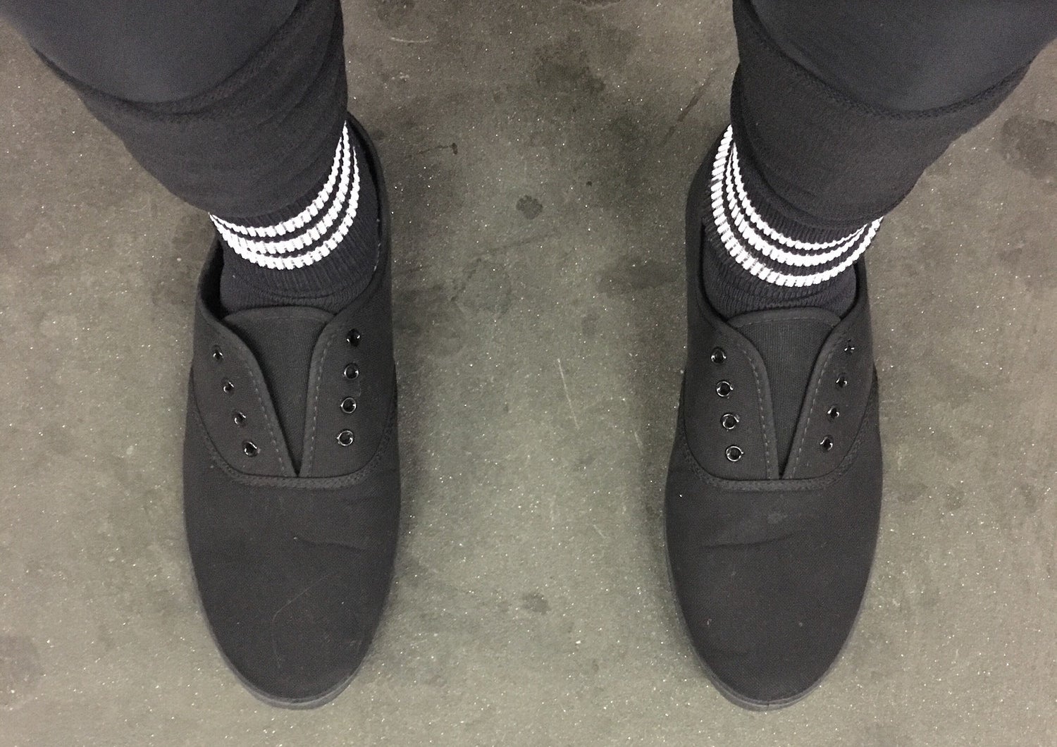 A closeup of plimsolls