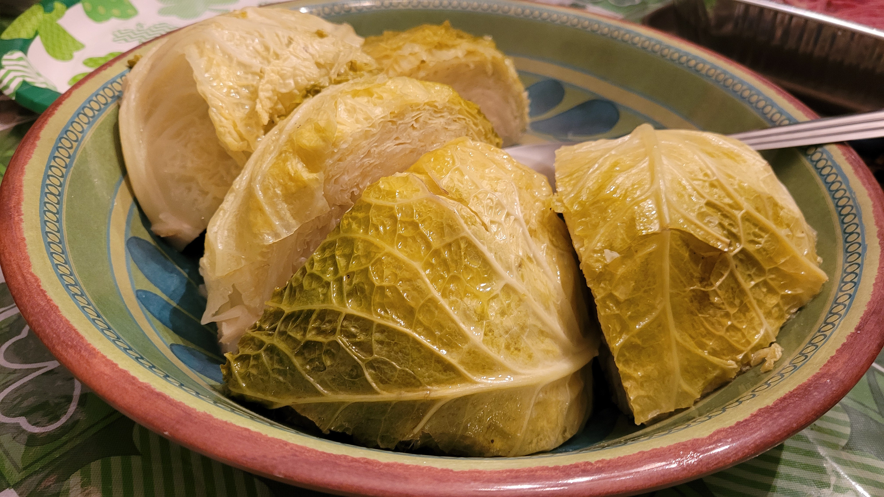 Bowl of cooked cabbage