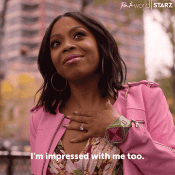 A woman saying that she&#x27;s impressed with herself