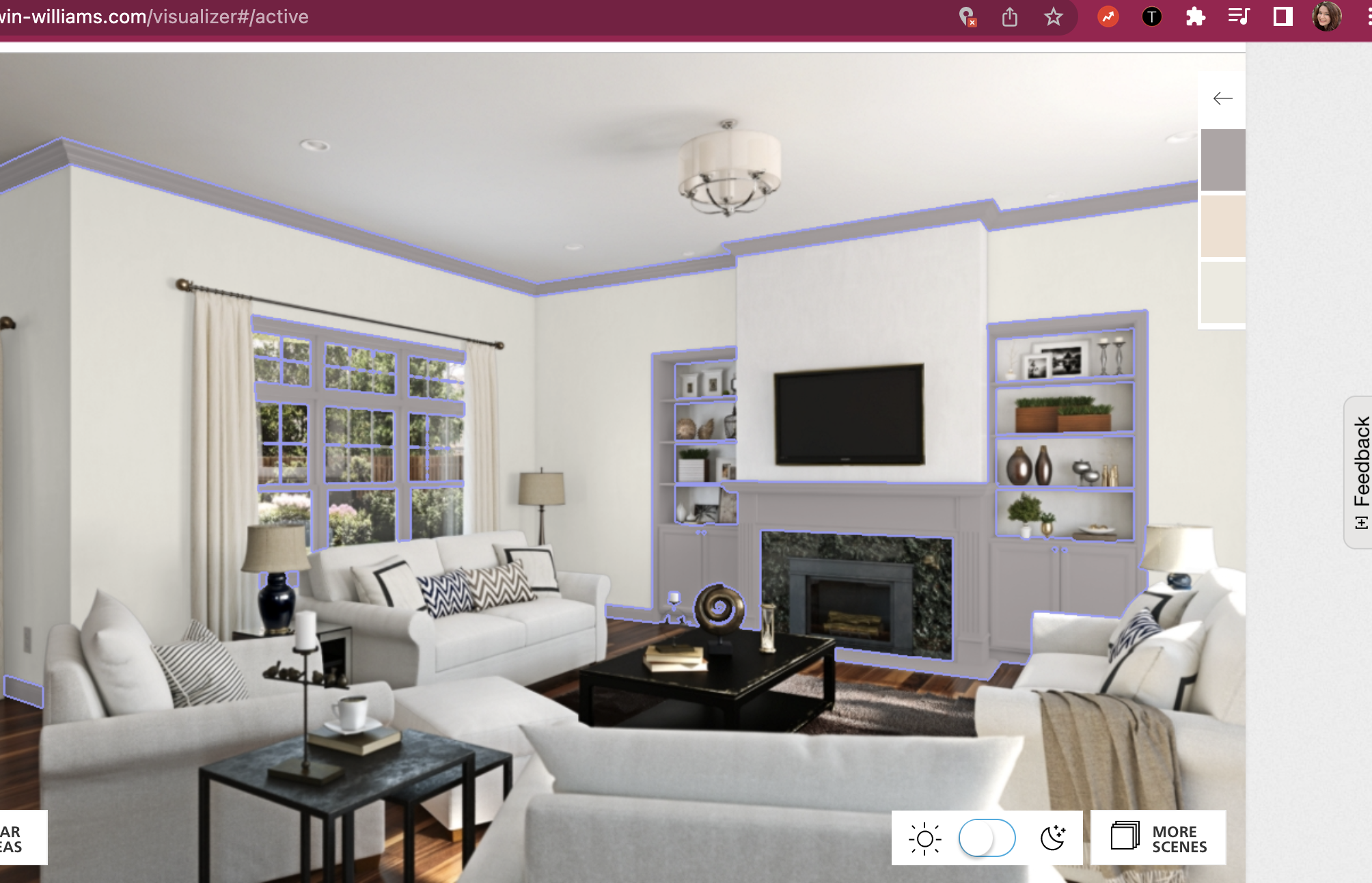 mock up of a living room with paint colors