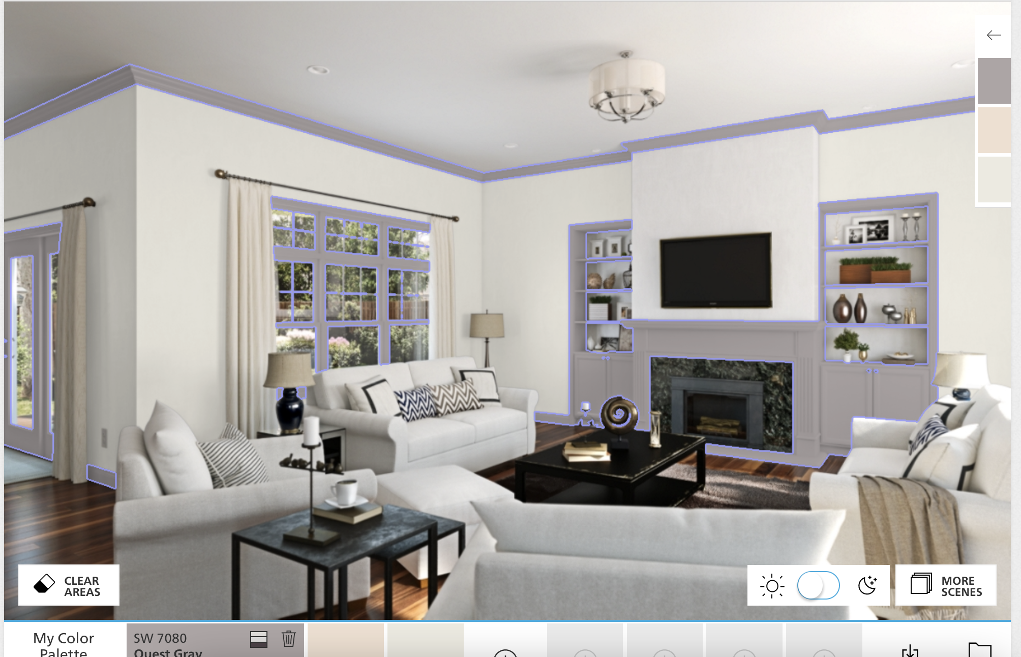 mock up of a living room with paint colors
