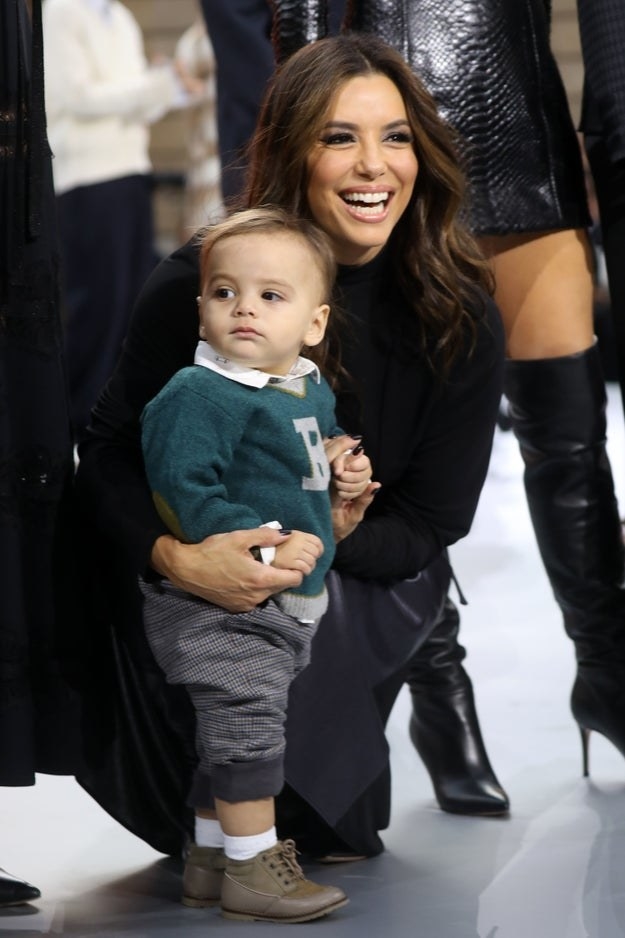 Eva Longoria and her son Santiago are pictures at the &quot;Le Defile L&#x27;Oreal Paris&quot; Show on September 28, 2019