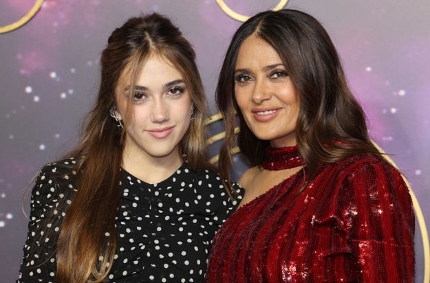 Salma Hayek and Valentina Paloma Pinault pose at the premiere of &quot;Eternals&quot; on October 27, 2021