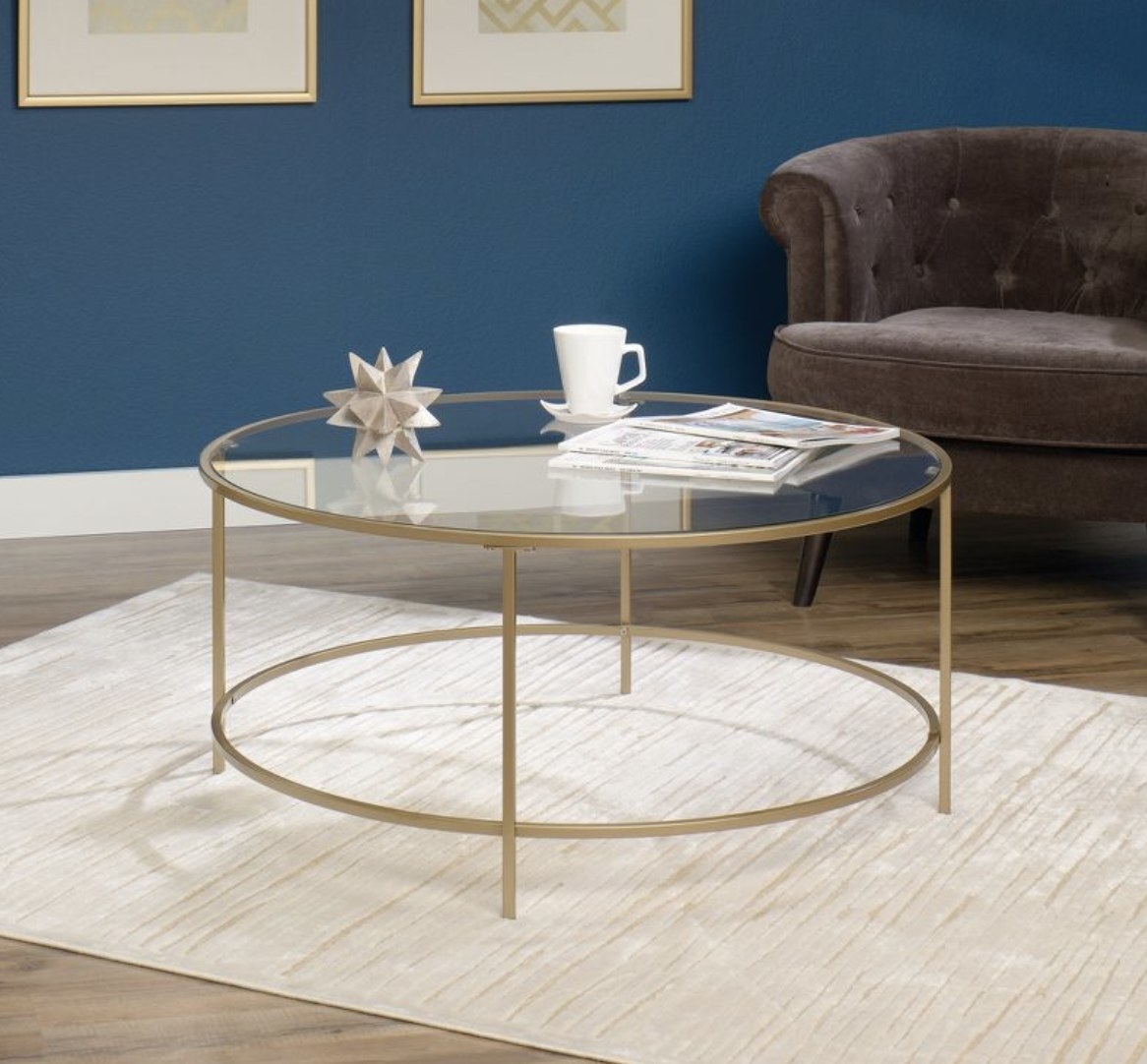 Glass coffe table with gold rim
